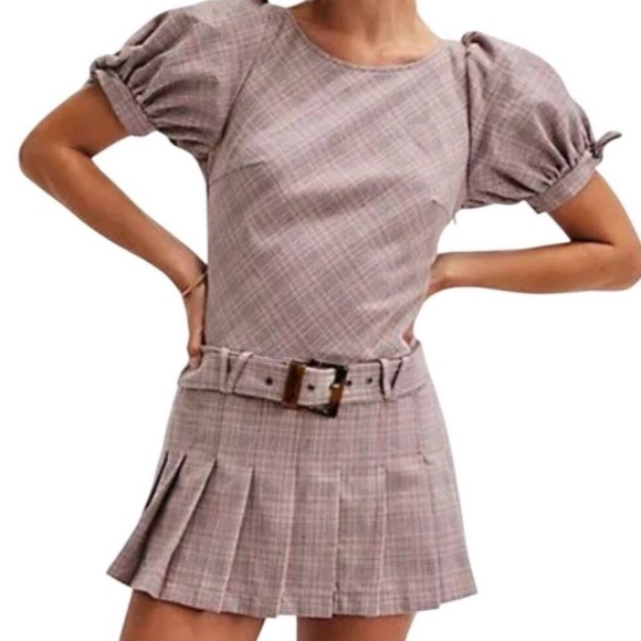 NWOT Free People Sevi Plaid Mini Dress Women size Small - Picture 1 of 10